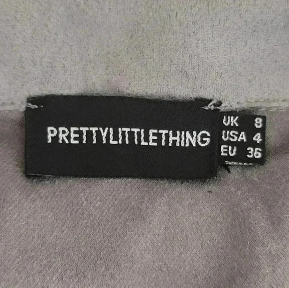 PrettyLittleThing Grey Moto Biker Jacket Faux Suede Size 4 (Small) Grunge - Picture 9 of 15